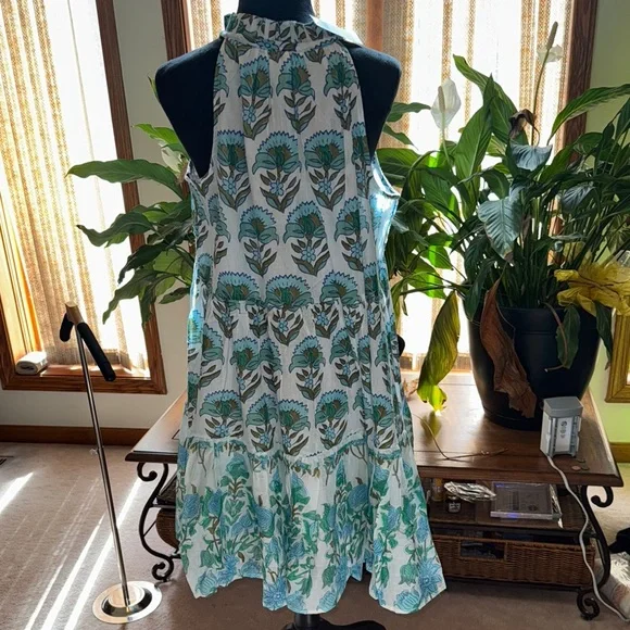 Calypso St. Barth Blue and White Halter Mini Dress - Picture 3 of 5